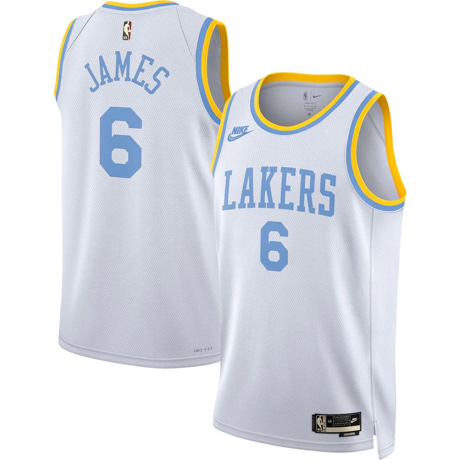Men Los Angeles Lakers 6 LeBron James Nike White Classic Edition 2022-23 Swingman NBA Jersey